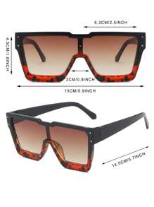 1 副女士撞色方形 PC 镜框一体式全框复古街拍度假时尚眼镜，适合夏季海滩度假、户外、旅行 - 彩色 - 查看 5