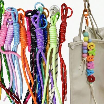 1pc Creative Handmade INS Style Nylon Braided String Hanging Ornament, Fashion Brand Bag Chain Decor, Unisex Daily Accessory, Holiday Gift