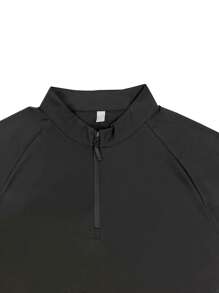 1 Piece Men's Sports Fitness Slim Top, Running Sports Outing Cycling Clothes, Half Zipper, Stand Collar, Casual Outdoor Top, For Husband, Boyfriend As A Gift