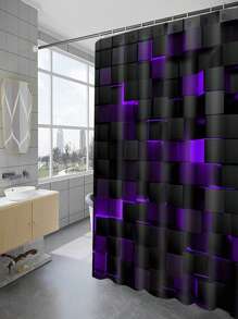1pc, Deep Blue Geometric Pattern Printed, Plant Element Waterproof Shower Curtain Tapestry Wall Decor Curtain, With 12 Hooks Waterproof Polyester Fabric Shower Curtain, Bathroom Tub Divider, Modern Home Bathroom Decor, Waterproof Polyester Fabric, Machine Washable, Eyelet Top, Unlined Woven Shower Curtain, Suitable For Hotel Apartment Bathroom Decor, Home Decor Bathroom Accessory, Great As Gift, 35inX70in, 47inX70in, 59inX70in, 70inX70in