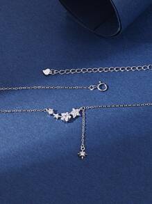1pc Versatile Casual CZ Sterling Silver Star Necklace, Suitable For Women's Daily Wear