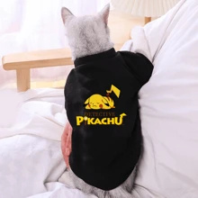 pokemon 1pc Pet Round Neck Hoodie Pikachu Print Cat And Dog Hoodie Pok é Mon Pet Clothing