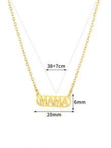 1 件时尚字母妈妈心形项链几何妈妈吊坠项链 18K 镀金母亲节珠宝日常生日礼物送给妈妈 - 多色 - 查看 10