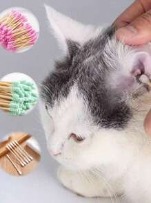 100pcs Multi-Functional Pet Ear Swabs, Suitable For Pet Ear Pulling, Pet Wiping Tear Stains, Pet Medication Care, Pet Supplies, Pet Care Supplies, Pet Grooming Supplies - Multicolor - View 4