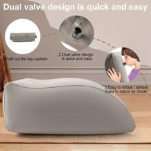 Lightweight Portable Inflatable Wedge Pillow - Ideal For Sleeping, Leg Elevation. Fast Inflation & Deflation For Bed, Travel, Camping Use - Grey - View 9
