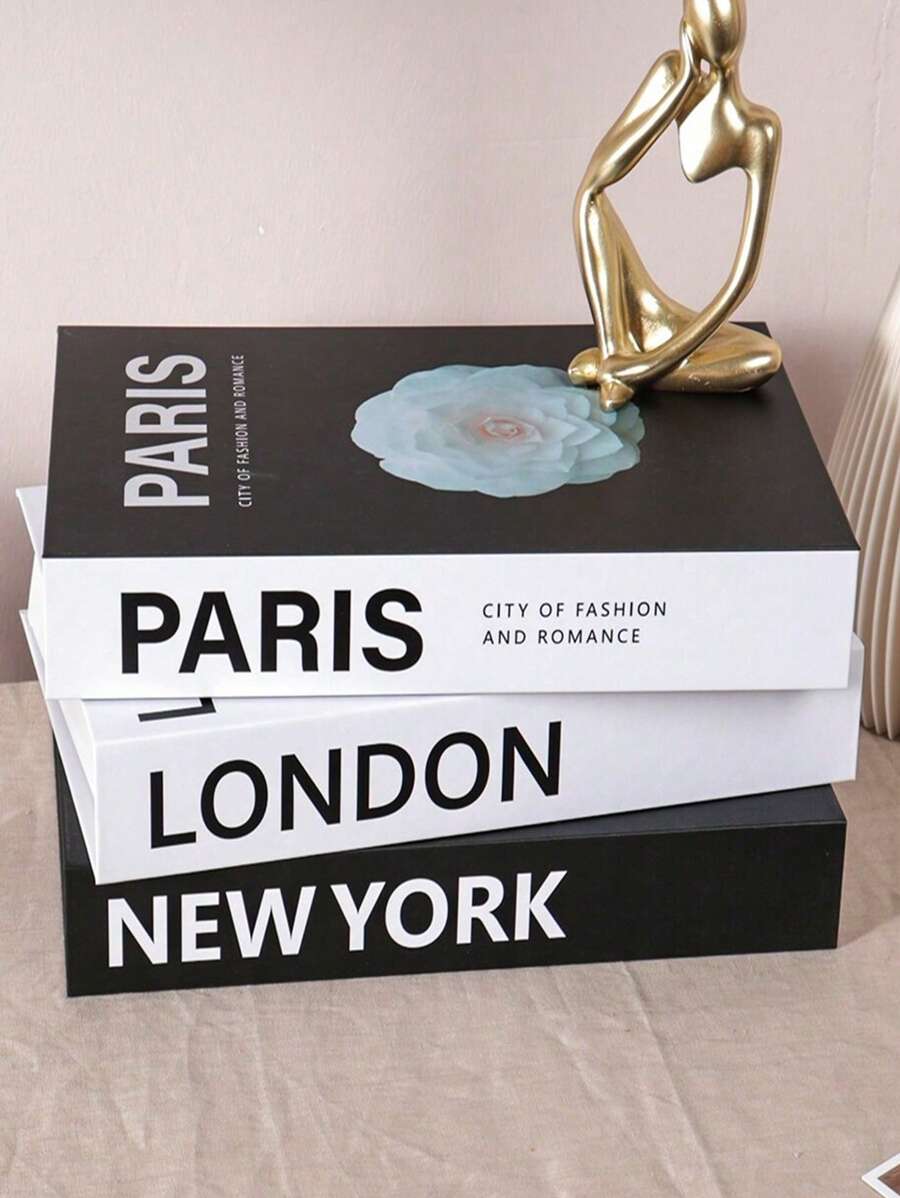 3 件/套时尚假书装饰，豪华装饰书，客厅装饰假书家居装饰，带存储的假书装饰，咖啡桌书籍现代时尚装饰书，堆叠展示书，学校用品