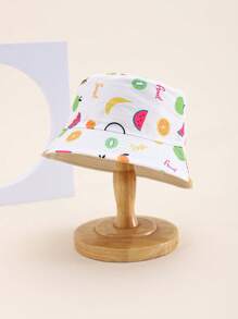 1pc Kids Fruit Print Bucket Hat, Sun Protection Bucket Hat For Boys & Girls, 3-6Y, Spring