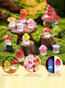 10/20/30pcs Mini Resin Cartoon Style Wild Mushroom Figurine For Creative Micro-Landscape Decor, Moss & Greenery Accent Diy Outdoor Garden Decor, Solid - Multicolor - View 4
