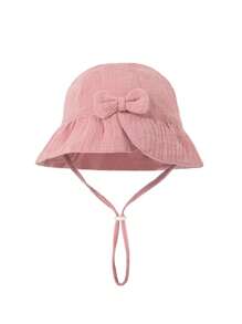 1 件 [1-2 岁] 婴儿亲肤柔软渔夫帽，幼儿可爱蝴蝶结设计太阳帽，多种颜色可选，吸湿排汗，防晒，防风，适合日常休闲穿着和户外使用 - 1PC - 查看 5