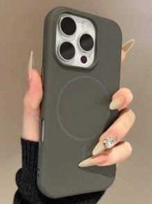 1 件哑光肤感极简磁性外壳兼容 iPhone 16 15 14 13 12 11 Pro Max 无线充电软硅胶后盖 - 灰色 - 查看 3