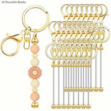 4/9/16pcs Beading Keychain Findings, Zinc Alloy Blank Beading Keychain DIY Accessory Kit For Pendant Bead Keychain Making, Jewelry Making, Gift