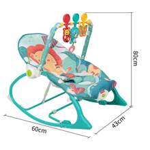 Blau Babywippe mit Spielzeug, Babywippe mit Sicherheitsgurt, Schaukelstuhl für Babys 0-3 Jahre, 80 x 60 x 43 cm