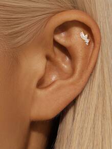 1Pc S925 Sterling Silver Crown Zirconia Flat End Piercing Earring Women Daily Fine Jewelry