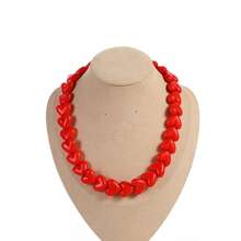 1pc Bohemian Style Acrylic Geometric Plastic Resin Heart-Shaped Knotted Beaded Necklace, Suitable For Holidays And Daily Wear - Heart Bead Necklace - View 14