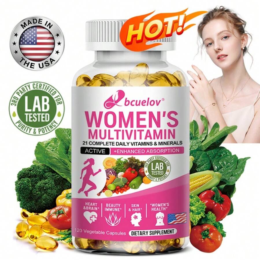 Bcuelov Women's Daily Vitamins Dietary Supplement - With 21 Complete Daily Vitamins And Minerals - Heart & Brain Support - 120 Softgels - 1 chai - Xem 1