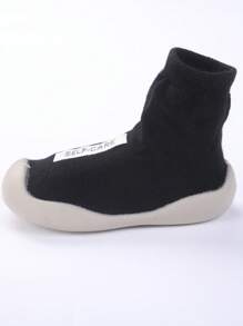 1 双婴儿幼儿柔软硅胶防滑室内地板鞋，带卡通动物图案，可爱婴儿透气袜子 - 黑色 - 查看 3