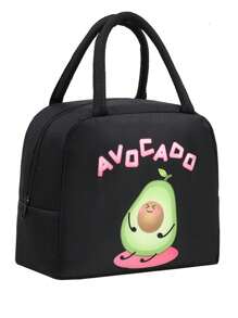 1pc Cartoon Fruit Print Insulated Lunch Bag, Large Capacity Student Bento Box Pouch, Waterproof Zipper Closure - Multicolor - View 18