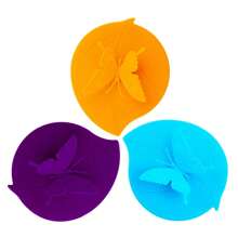 3 Pcs / 6 Pcs Silicone Butterfly Leaves Cup Lid Hot Tea Coffee Mug Cover Suction Seal Anti Dust Universal Glass Ceramic Plastic Cup Cap Accessories