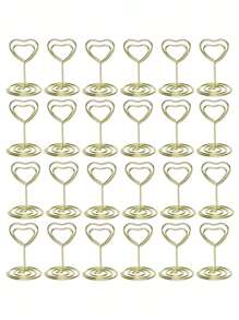 1/12/24 Pcs Heart Shape Table Number Holders, Place Card Holders, Wire Picture Holders, Small Table Card Holders,Photo Picture Holders For Centerpieces, Wedding Reception, Birthday Anniversary Party Decoration
