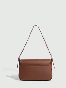 Barlang 彩色方包、单肩包、法棍包、复古锁扣小方包、腋下包、时尚百搭手提包、适合所有女性的圣诞礼物包，可调节肩带可肩背或斜挎 - 棕色 - 查看 7