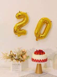 32 英寸金色数字铝箔气球，生日派对周年装饰，返校情人节 - 金色 - 查看 7