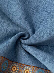 1 件几何图案雪尼尔沙发套，波西米亚风格现代沙发套，宠物友好，适合客厅、卧室、办公室、所有季节 - 藍色 - 查看 10