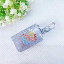 Car Key Bag Uniform Car Key Storage Bag Creative Keychain Blingbling Car Key Protector Secure Zipper Closure Protector Stylish Waist Pocket Car Key Protector Unisex For Women Mini Wallet,1pc Black & Gold PU Leather Car Key Case - Multicolor - View 50