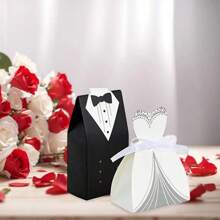 20/30pcs Wedding Gift Boxes With Ribbon - Ideal For Bride And Groom, Party Decoration And Favors, Event Party Candy Gift Boxes With Round Hang Tags And Fine Gold Glitter Ribbons