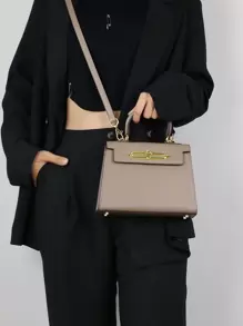 2025 高端时尚女士手提包，优雅小巧的棕榈纹理包，OL通勤多功能工作包，奢华立体小方包，女士单肩斜挎包 - 灰色 - 查看 7