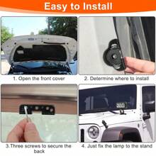 2 Giá đỡ chân đèn LED lưới tản nhiệt xe hơi, chân đèn LED chiếu sáng mui xe, giá đỡ đèn làm việc LED không phá hủy có thể điều chỉnh góc, phổ biến cho xe ô tô, xe tải, xe SUV, UTV - màu đen - Xem 7