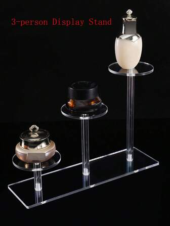 1个透明亚克力展示架，多层阶梯形架，适用于展示化妆品、小摆件、珠宝、香水，是送给女性的礼物、圣诞礼物和送礼佳品的理想选择。