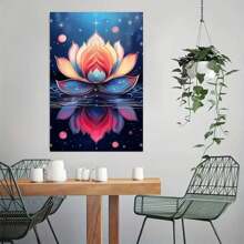 1 Pc Bright Color  Wooden Framed Canvas Painting -  Thickness 2.25cm/0.9inch,Home Gift Decoration, Room Decoration Aesthetic, Wall Decoration Art, Perfect Gift, Autumn And Winter Wall Decoration, Living Room Decoration, Bedroom Decoration, Kitchen Decoration, Entry Decoration, Bathroom Decoration, Direct Wall Painting, High Quality Wall Painting Poster - 藍色 - 查看 2