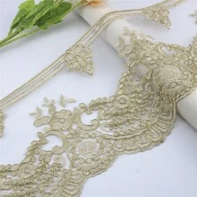 2yards Gold Thread Embroidery Lace  Characteristics Clothing Dress Decoration DIY Handmade Decorative Accessories - Gold - View 4