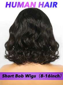Peluca bob sin pegamento de cabello humano, peluca ondulada de bob corto con cierre frontal de encaje para mujeres, peluca de cierre de encaje 4x4 pre desplumada para usar y llevar, peluca de cierre de encaje cortada previamente mejorada sin pegamento en colores naturales de 8 a 16 pulgadas - Natural Black - Ver 3
