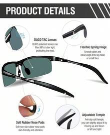 DUCO Mens Sports Polarized  UV Protection  For Men 8177s - Black Frame Green Lens - View 4