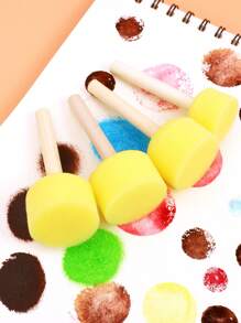 opeth 24pcs Wood Handle DIY Painting Sponge Stamp Set, Sponge Printing Drawing Kit,Back To School,School Supplies