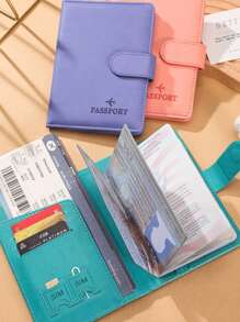 PU Leather Passport Cover RFID Anti-Theft Passport Holder With Multiple Card Slots, Airline Ticket & ID Card Pouch, Travel Accessories Travel Essentials Travel Must Haves Holiday Essentials Holiday Travel Bag - Multicolor - View 3