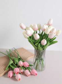 1pc/6pcs/10pcs Artificial Tulips, Plastic Simulation Flowers, Realistic Blooming Tulips, Suitable For DIY Craft, Wedding Bouquets, Home And Tabletop Decor, Indoor And Outdoor Decor, Living Room, All Seasons, Christmas, Valentine's Day, Mother's Day, Graduation, Wreath Day, Junefest, Not Including Containers Gifts Birthday Birthday Decorations Party Decorations Bachelorette