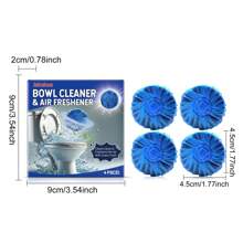 4 片装马桶清洁剂片，浴室马桶水箱清洁剂，蓝色清洁泡泡，清洁力强，持久，温和清新