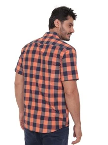 Rand paul Men's Plaid Shirt Casual Slim Fit Short Sleeve With Pockets Imported - trái cam - Xem 2