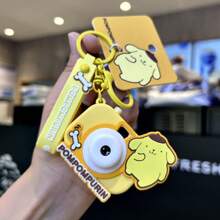 Sanrio 1 stuk officieel gelicentieerde Sanrio sleutelhangers, beeldjes, Kuromi projectielichtcamera, cartoon pluche tas, nieuw cadeau