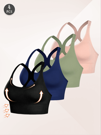 PCS Seamless Shockproof Sports BH Lightweight Breathable Yoga Gentle Workouts, Back Beauty, Wireless Support, Padded, Comfy Base Vest Top view 5