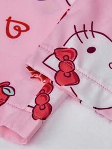Sanrio 2 件女童 Hello Kitty 印花纽扣式长袖睡衣套装 + 长裤睡衣