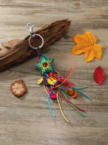 Handmade Natural Coconut Shell With Thick Rope Turtle Pattern Keychain, Minimalist And Versatile