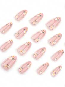 24 Pieces Of European And American Short, Cute, And Fresh Flower Design Decorative Nail Patches, Fully Covered With Fake Nail Art Patches, Nail Art Supplies, Versatile Daily Wearing Nail Set, Suitable For Office Women, Parties, Dates, And Daily Wear To Decorate Your Nails And Enhance Your Fashionable Taste Of Nails
