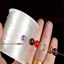 玻璃绳手工DIY佛珠玉珠串饰品透明水晶弹力弹力绳玻璃线可佩戴水晶珠玛瑙玉石手链手链质量好弹性好不易磨损圆绳水晶弹力线