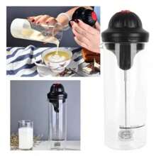 Espumador de Leche Espumador de Leche Eléctrico de Mano Espumador de Leche de Mano Eléctrico a Batería Espumador de Leche Automático con Vidrio Resistente Al Calor para Café Latte Chocolate Caliente - Negro - Ver 4