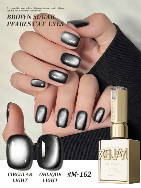 XEIJAYI 1Pc 15ML Black Cat Eye Nail Gel Semi Permanent Nail Art Soaking UV LED Nail Salon DIY Nail Salon Gel For Women