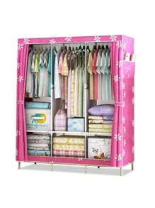 1 Stück tragbare Kleiderorganizer, multifunktional, modischer Kleiderschrank, staubdicht, freistehende Anzeige, bodenständiges Aufbewahrungsregal mit Vorhang, Schlafzimmer & Wohnzimmer Aufbewahrungsschrank, Ferien & Weihnachtsgeschenk, Kindergeschenk