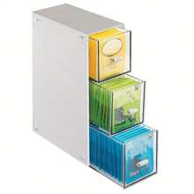 1 pièce Organisateur de tiroir de cuisine empilable pour sachets de thé et dosettes de café - Solution de rangement en plastique, design gain de place, accès facile, convient pour l'organisation de la maison, paniers, bacs et contenants
